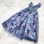 パーティドレス ワンピース 演奏会 カラードレス 発表会 パーティ Da Vistosa ドニャヴィストーサ ネイビー系 パープル系 紺 青 華やか 大人 女性 結婚式 二次会 フォーマル おしゃれ