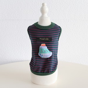【PET】全5色立体的なおもちゃ付きボーダー柄Tシャツ