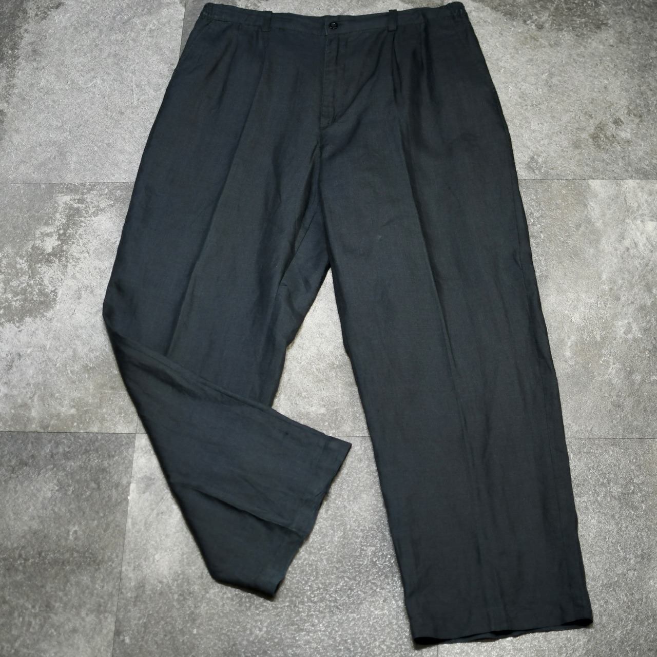 special black linen 2tuck wide slacks