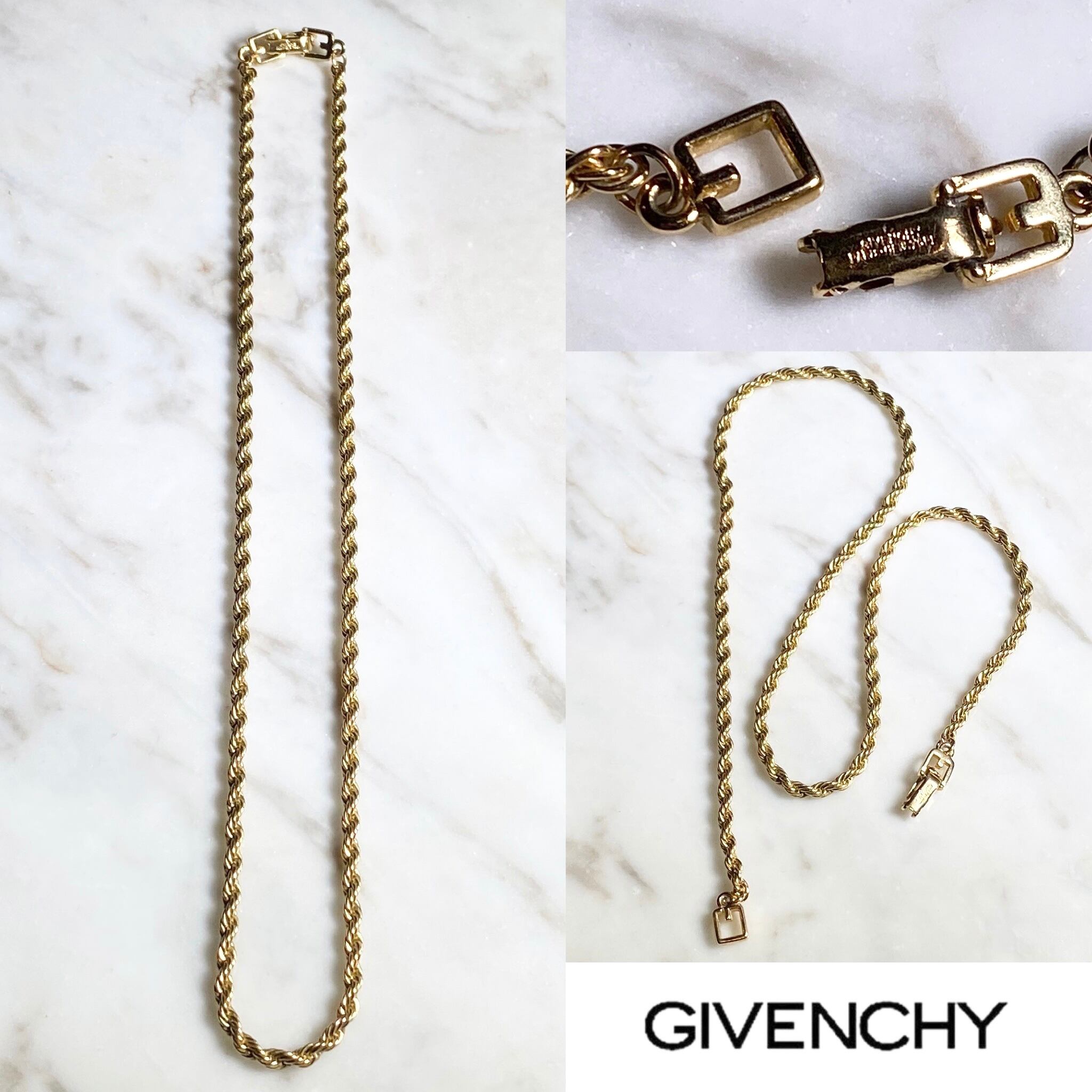vintage GIVENCHY gold color metal twist chain necklace | NOIR ONLINE