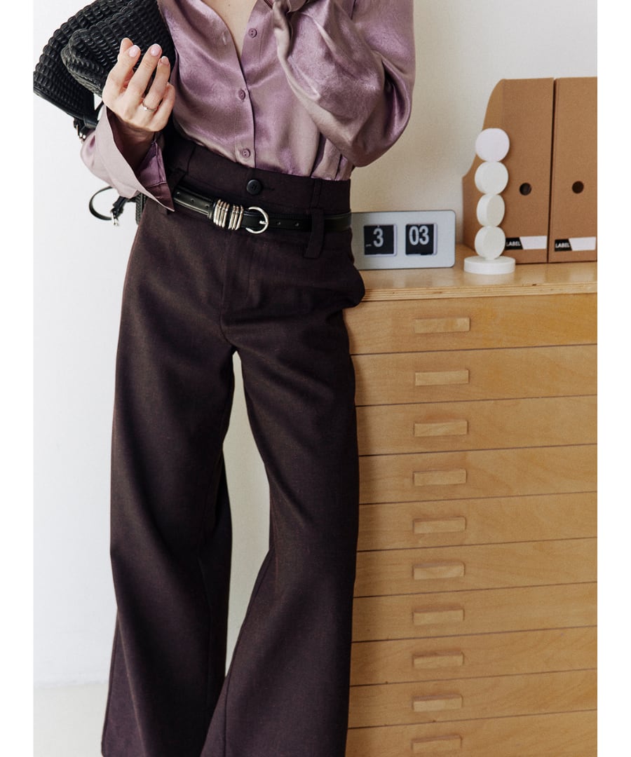 ダブルウエスト◆テクスチャードスーツパンツ【p-20234】