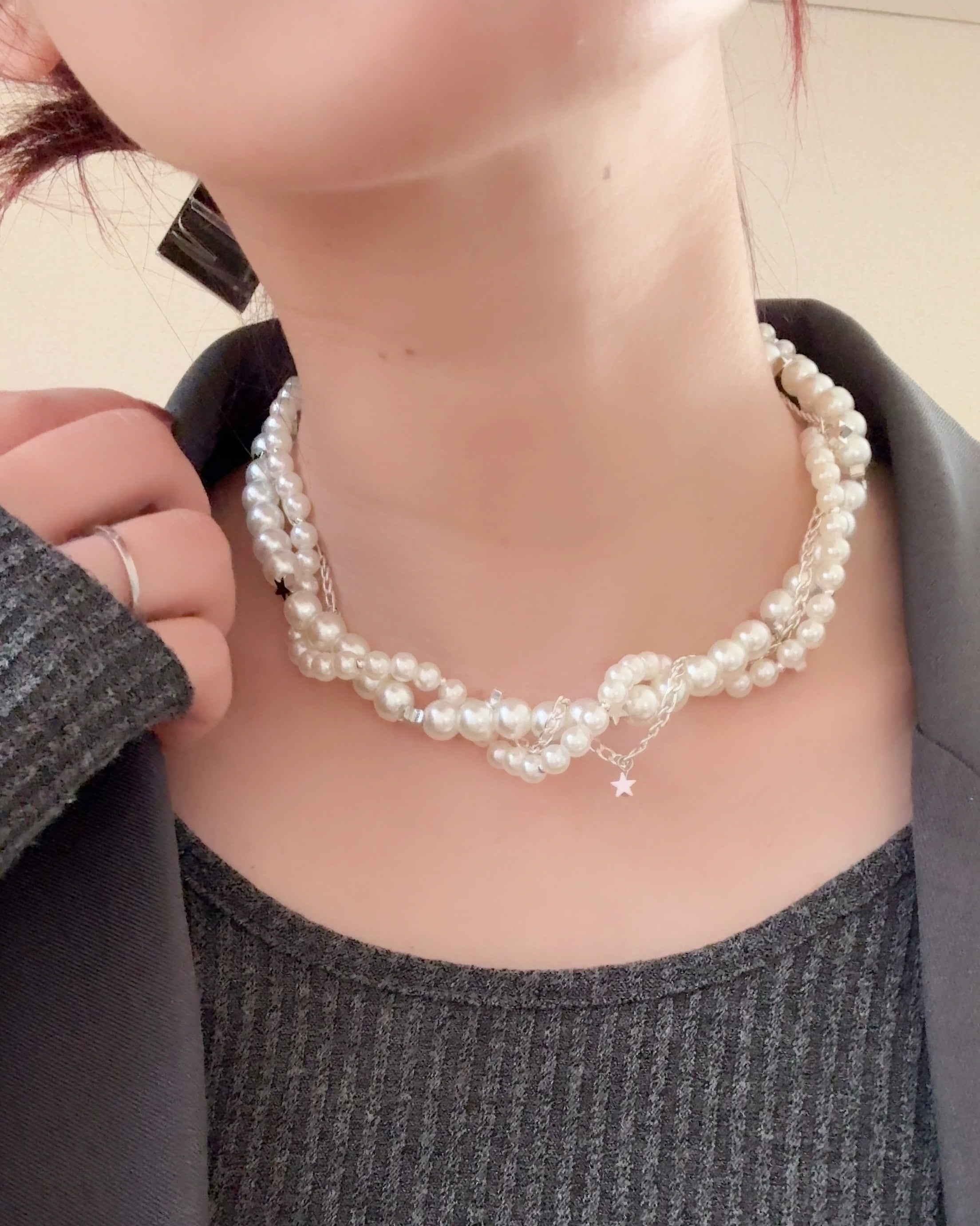 シャシ ルイーズ レイヤード パール ネックレス layered pearl necklace | saze