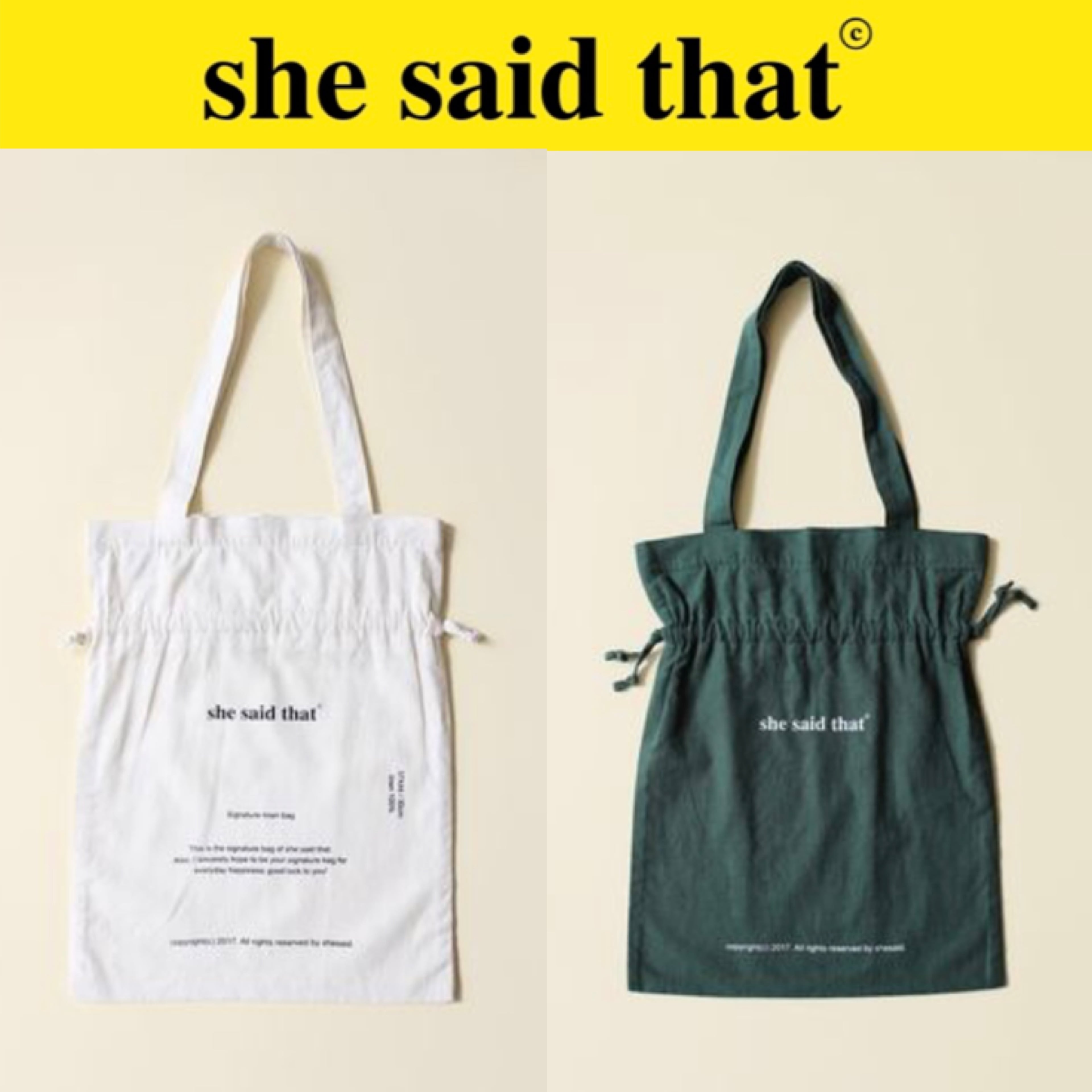 【即発/正規品】she said that signature bag 2colors / シーセッドザット シグニチャー バッグ 韓国 雑貨 |  tokki maeul (トッキマウル) / 韓国雑貨通販サイト