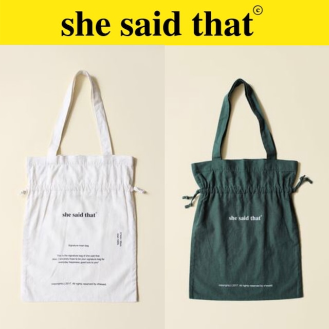 【即発/正規品】she said that signature bag 2colors / シーセッドザット シグニチャー バッグ 韓国 雑貨
