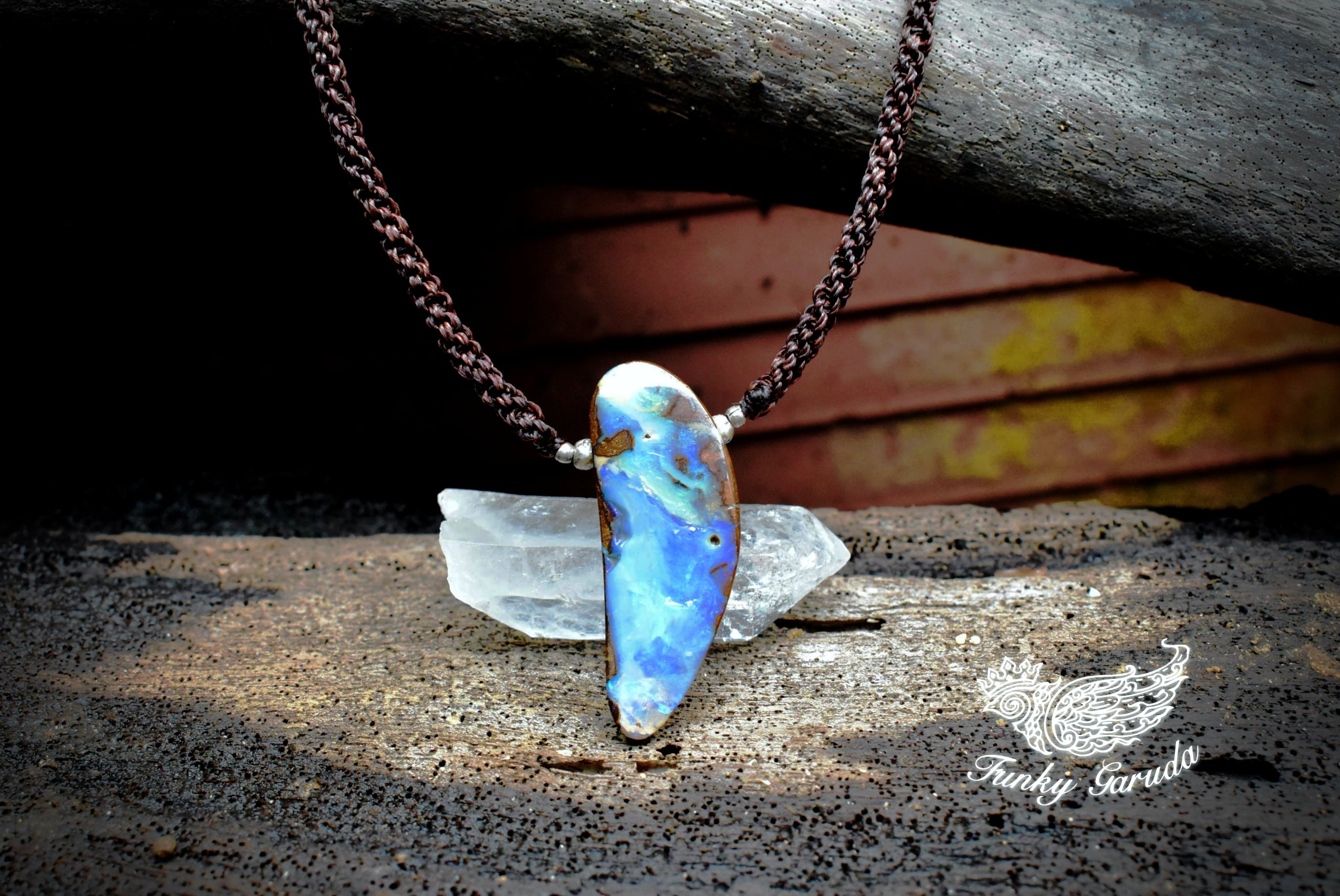 35ct大粒★深海の世界★オーストラリア産ボルダーオパール シンプルネックレスopal003