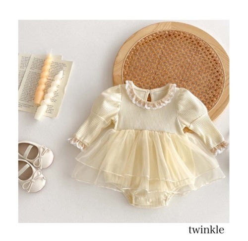 予約puffsleeves tulle rompers