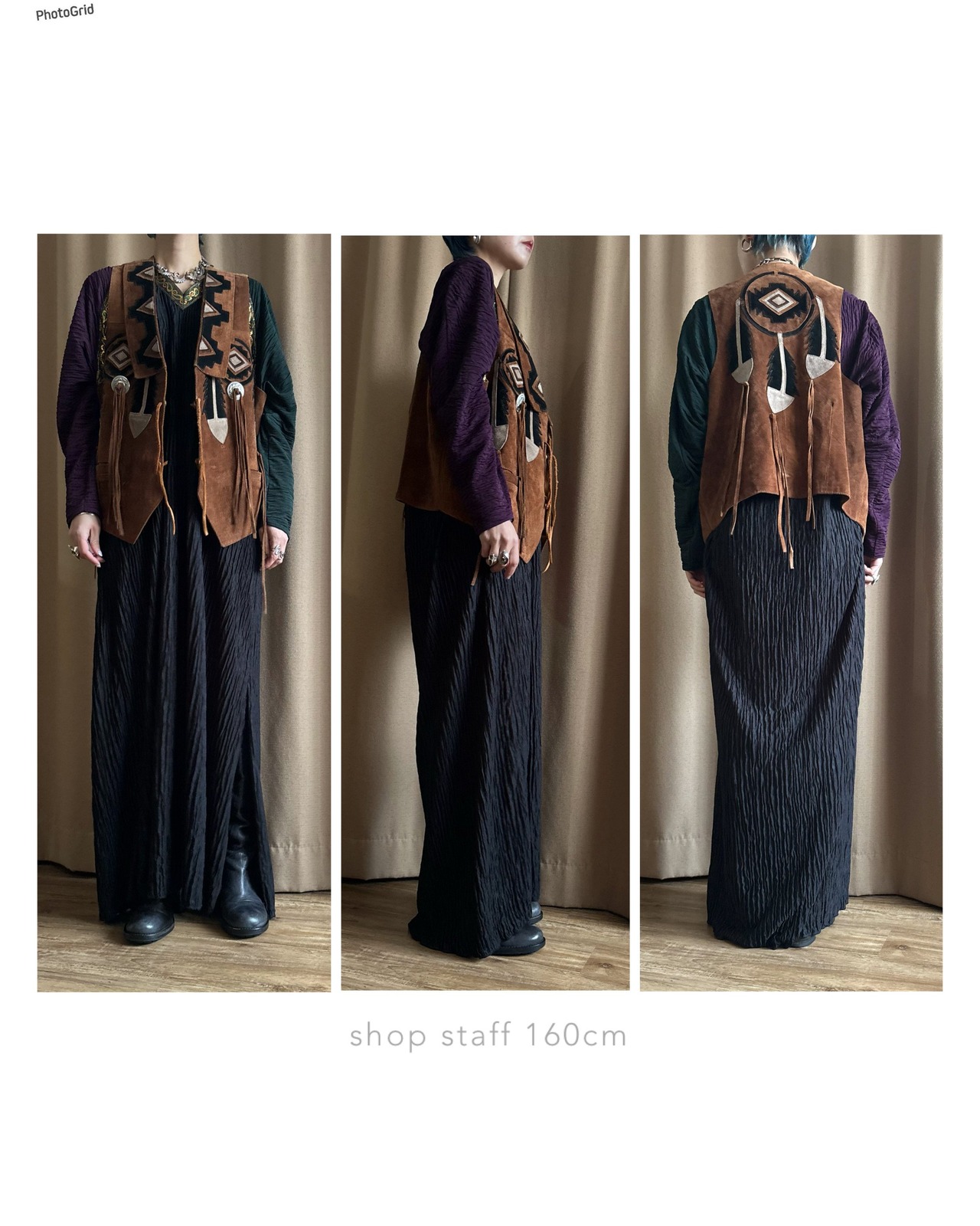 native design vintage real suede vest-4511-1