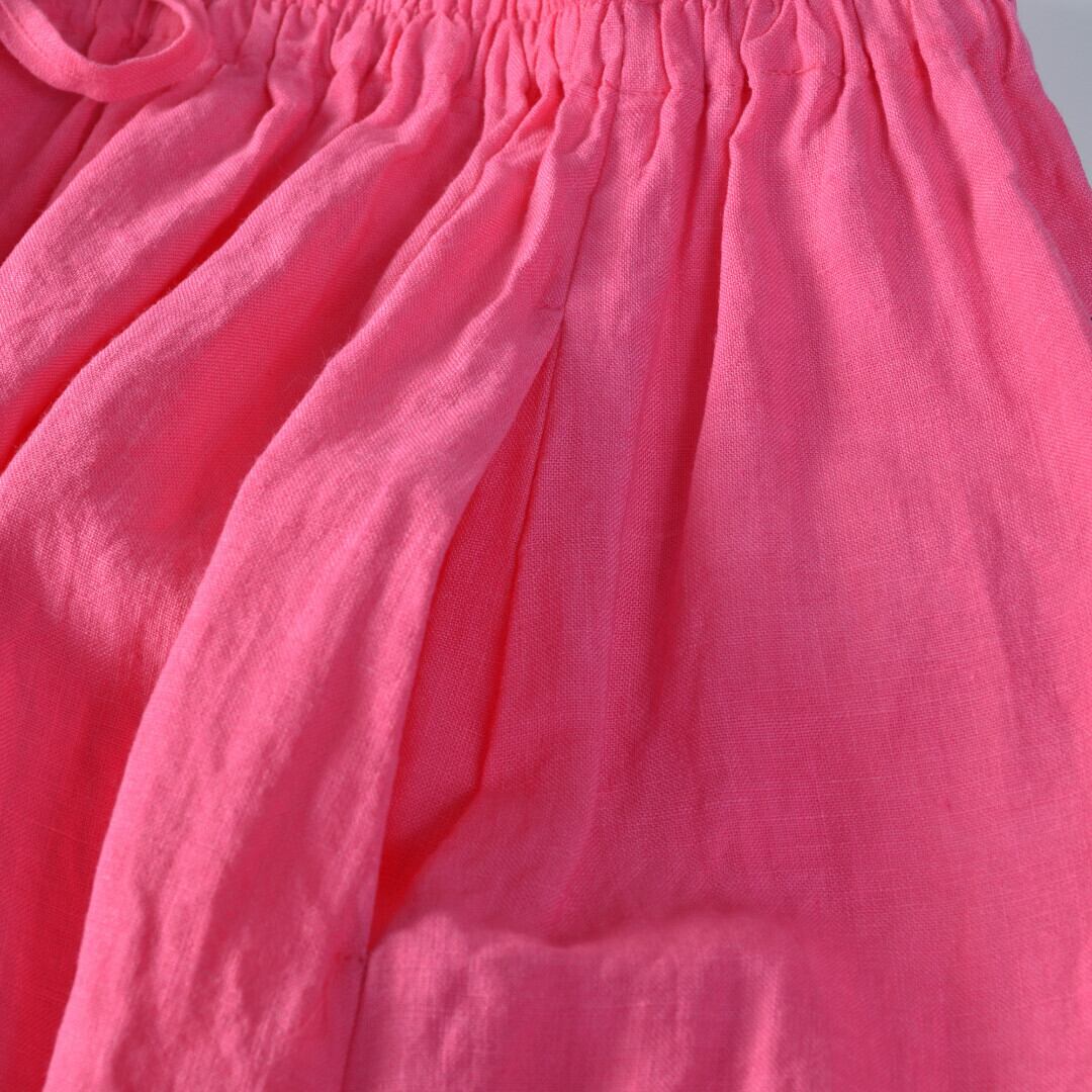 atelier naruse アトリエナルセ リネンギャザースカート・ピンク リネンをたっぷりと使ったスカートです【送料無料】