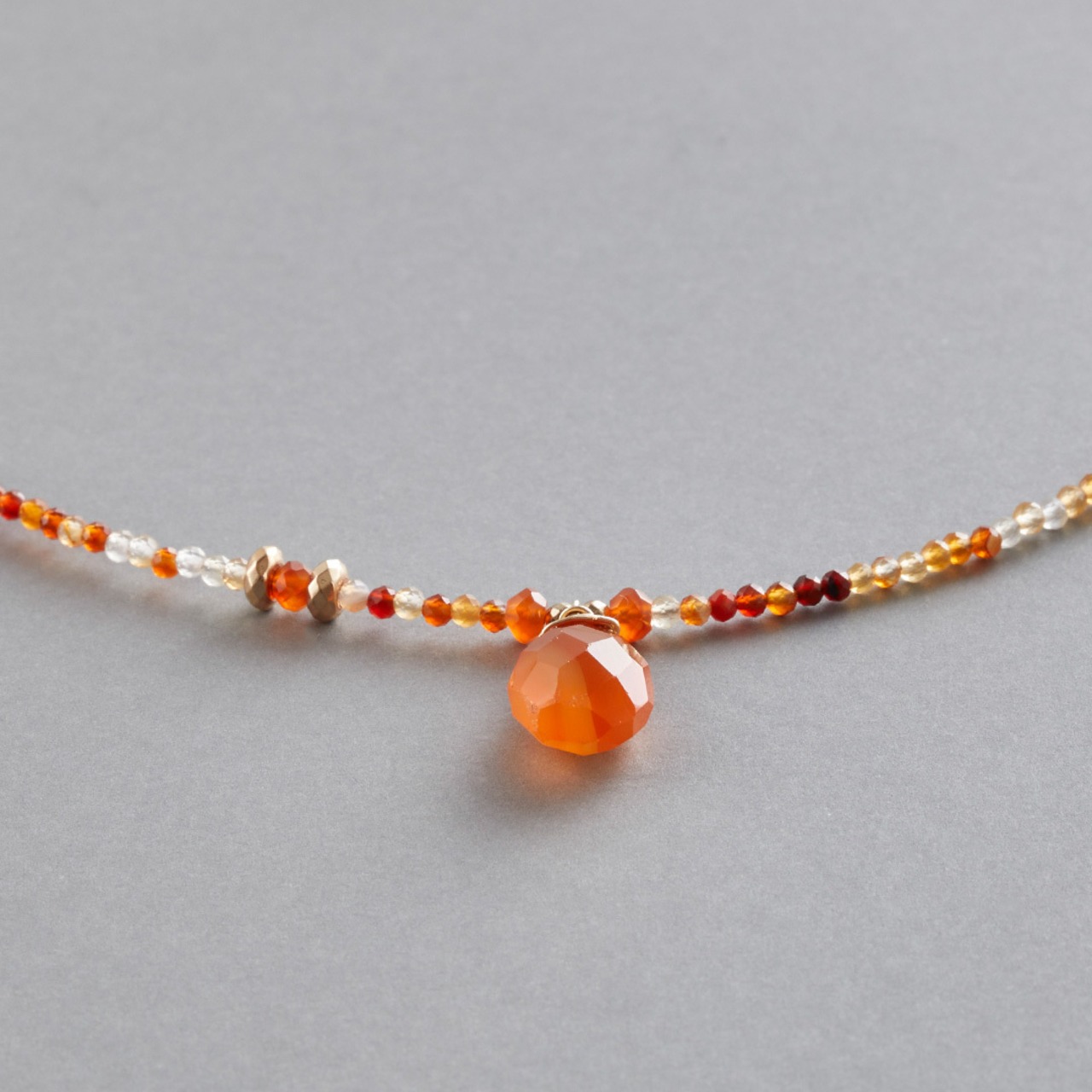 オレンジ色できらめくネックレス！ k14gf カーネリアン ne1227