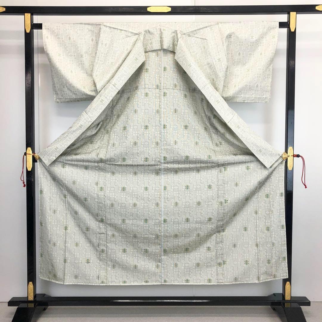 単衣 お召 抽象織模様 卯の花色 K-3682 単衣 お召 抽象織模様 卯の花色 K-3682