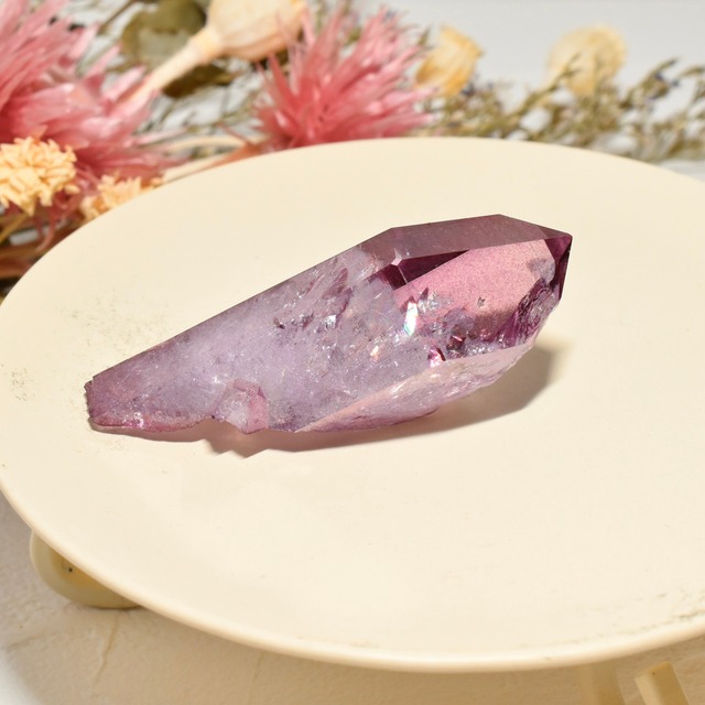 《虹入り》希少!高品質パープルオーラクォーツミニポイント アメリカ・アーカンソー州産 POQ01