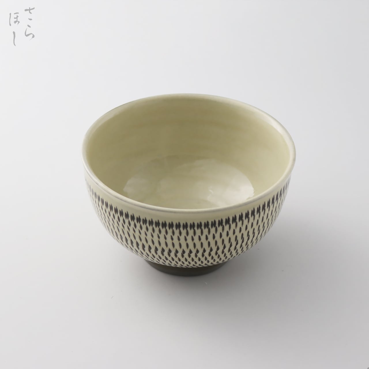 抹茶碗 茶道具 陶器 小鹿田焼 小袋窯 抹茶碗 銘 鹿峰 飛びかんな 白 口径約12.5cm 陶器