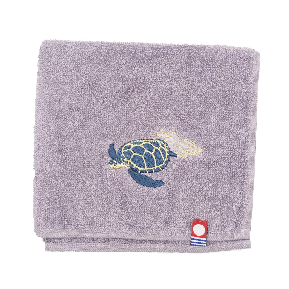 アオウミガメ刺繍のタオルハンカチ｜今治タオル | Frasco(フラスコ