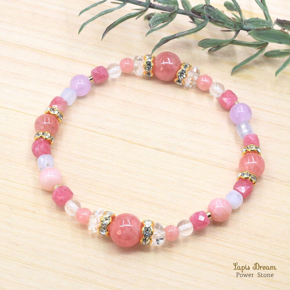 恋愛成就・家庭円満のお守り | インカローズ、クンツァイトのパワーストーン ブレスレット