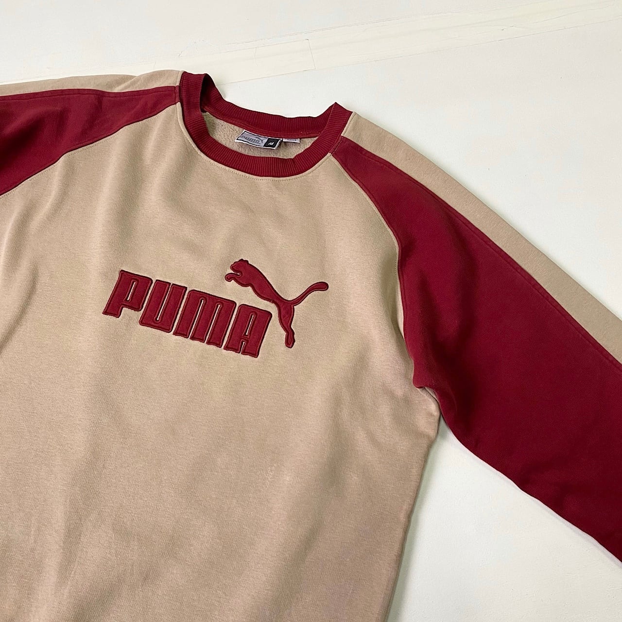 90年代 PUMA プーマ フロントロゴ 刺繍 バイカラー スウェット ...