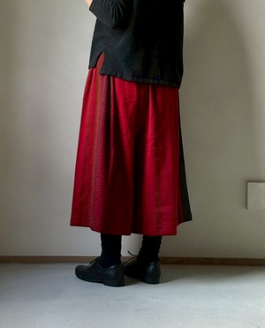 14）ワイドパンツ ショート ウールミックス RD/NV●  玉木新雌 tamaki niime