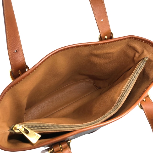 CELINE セリーヌ マカダム ハンドバッグ ブラウン ブラゾン型押し PVC トートバッグ vintage ヴィンテージ オールド bz34wg