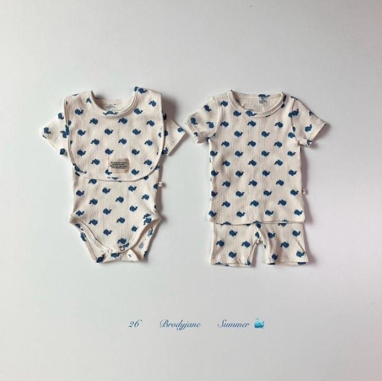 【取寄/韓国直送】Brodyjane 26/SM  ブルーホエール半袖ボディスーツ｜夏服｜韓国子供服