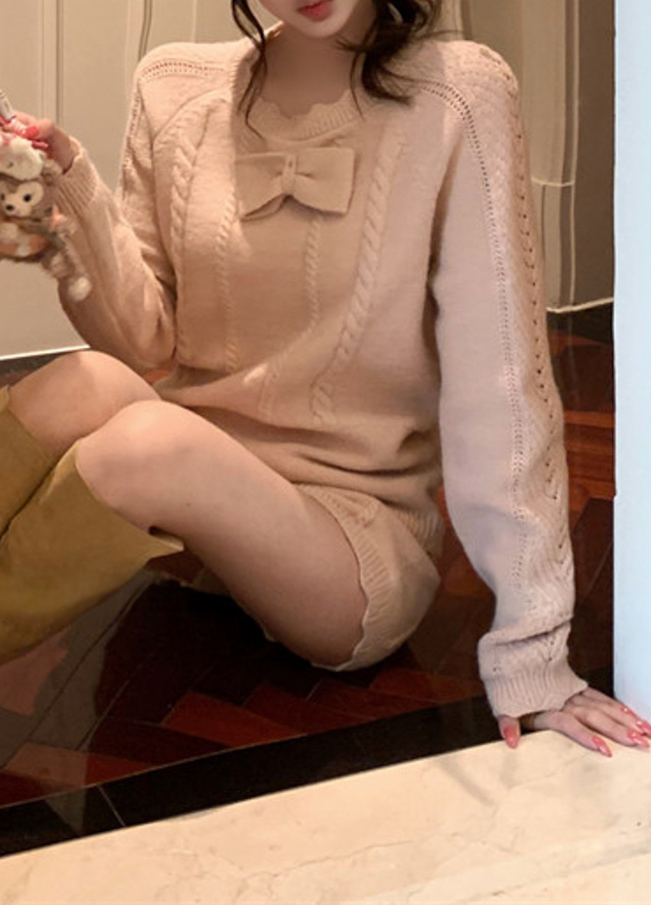 リボンガーリーニットセットアップ LK1818