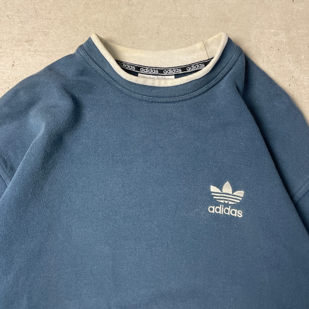 90年代 adidas アディダス トレフォイルロゴ刺繍 モックネック 