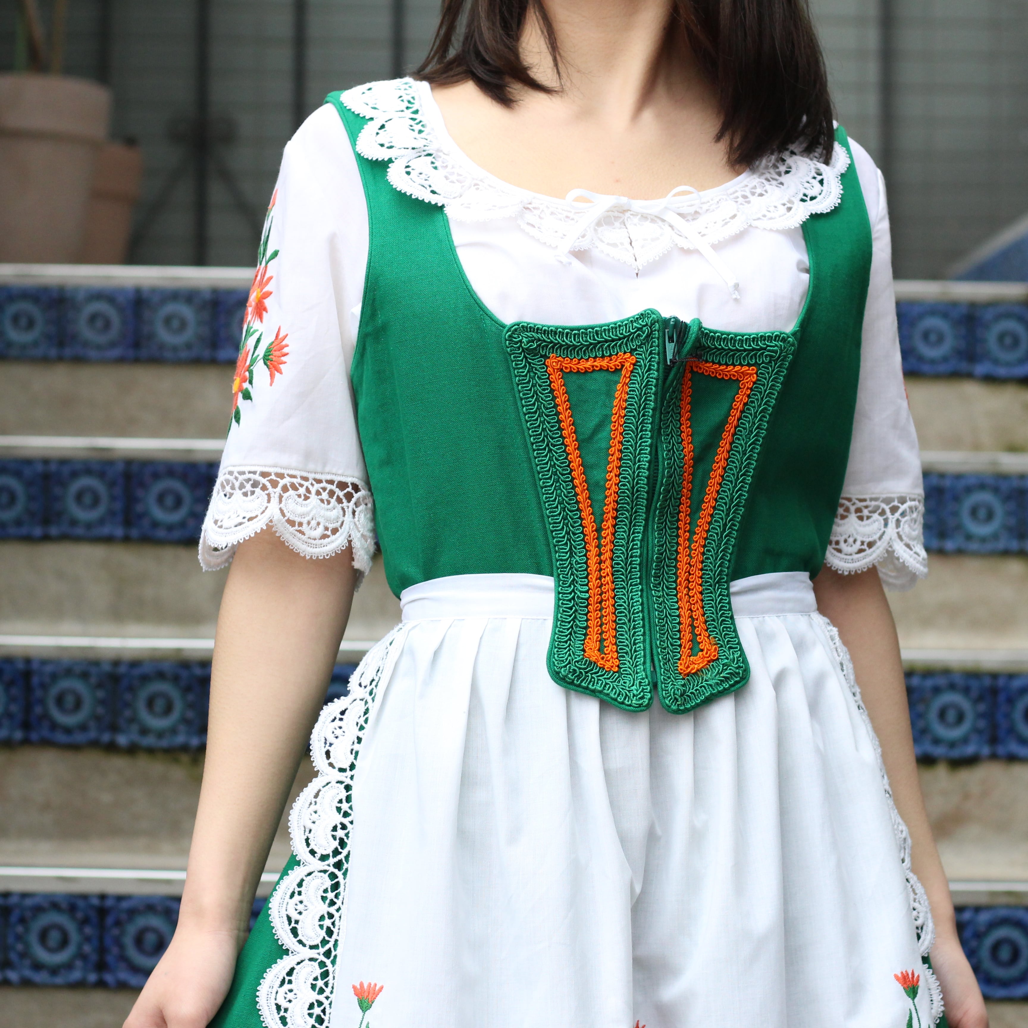 SPECIAL ITEM* EU VINTAGE DIRNDL DESIGN TYROLEAN ONE PIECE FULL SET