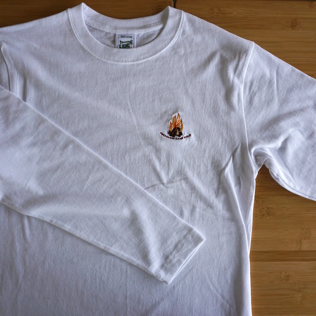 焚き火刺繍ロングTシャツ【ホワイト】