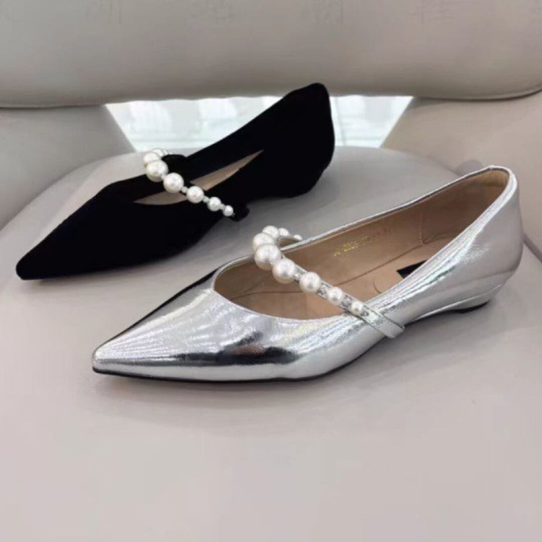 パール ストラップ フラット パンプス 3412358