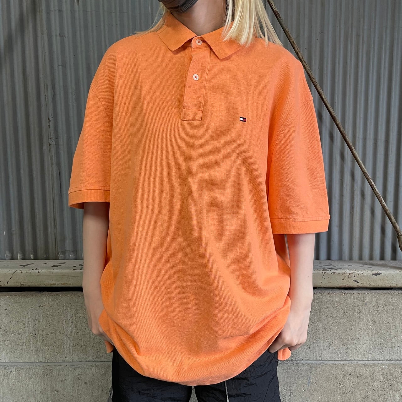 TOMMY HILFIGER ポロシャツ オレンジ レッド 刺繍 XSサイズ-