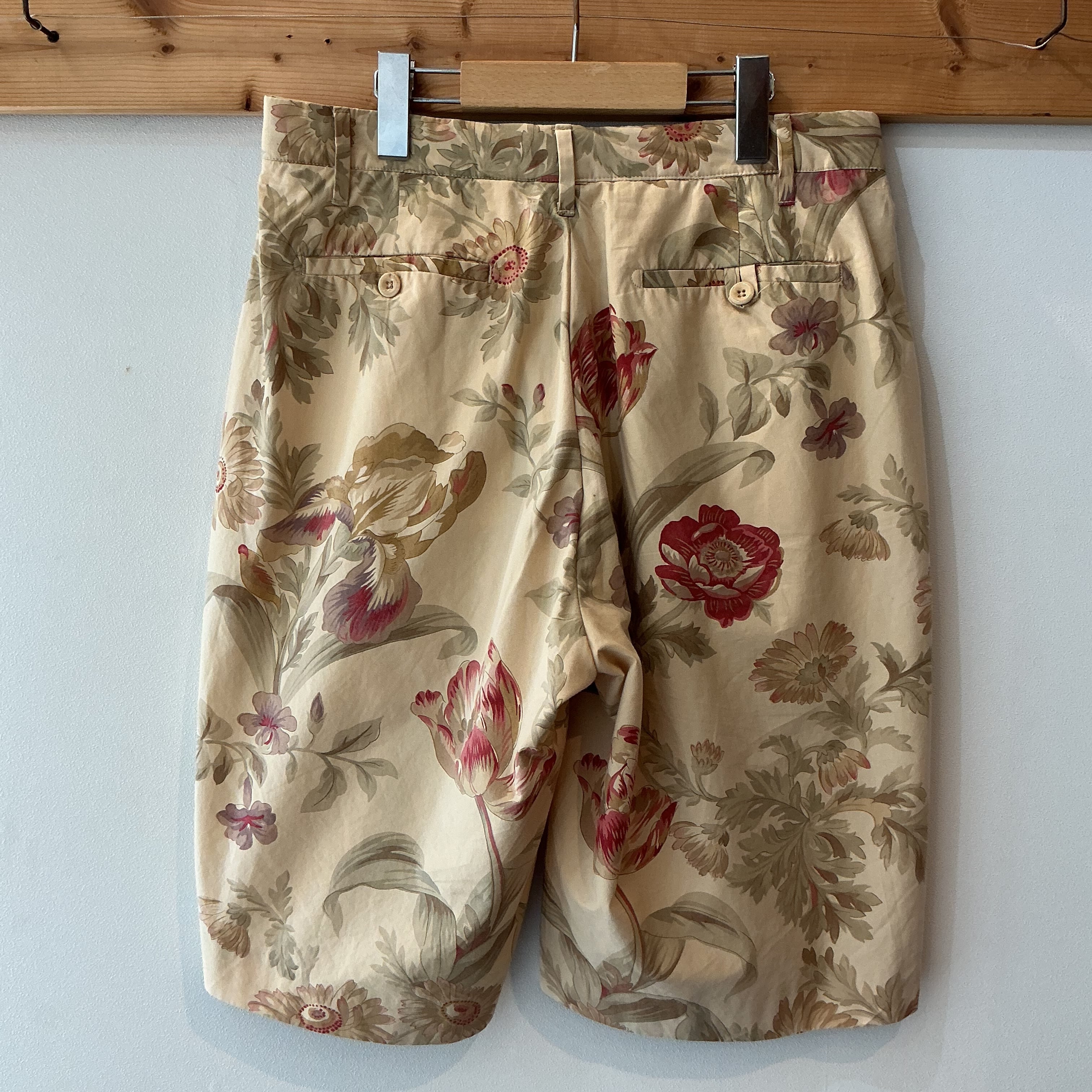 POLO SPORT 花柄ショートパンツ 36 ラルフローレン　ヴィンテージ Remodel】00's Polo Ralph Lauren 花柄 ショートパンツ ベージュ