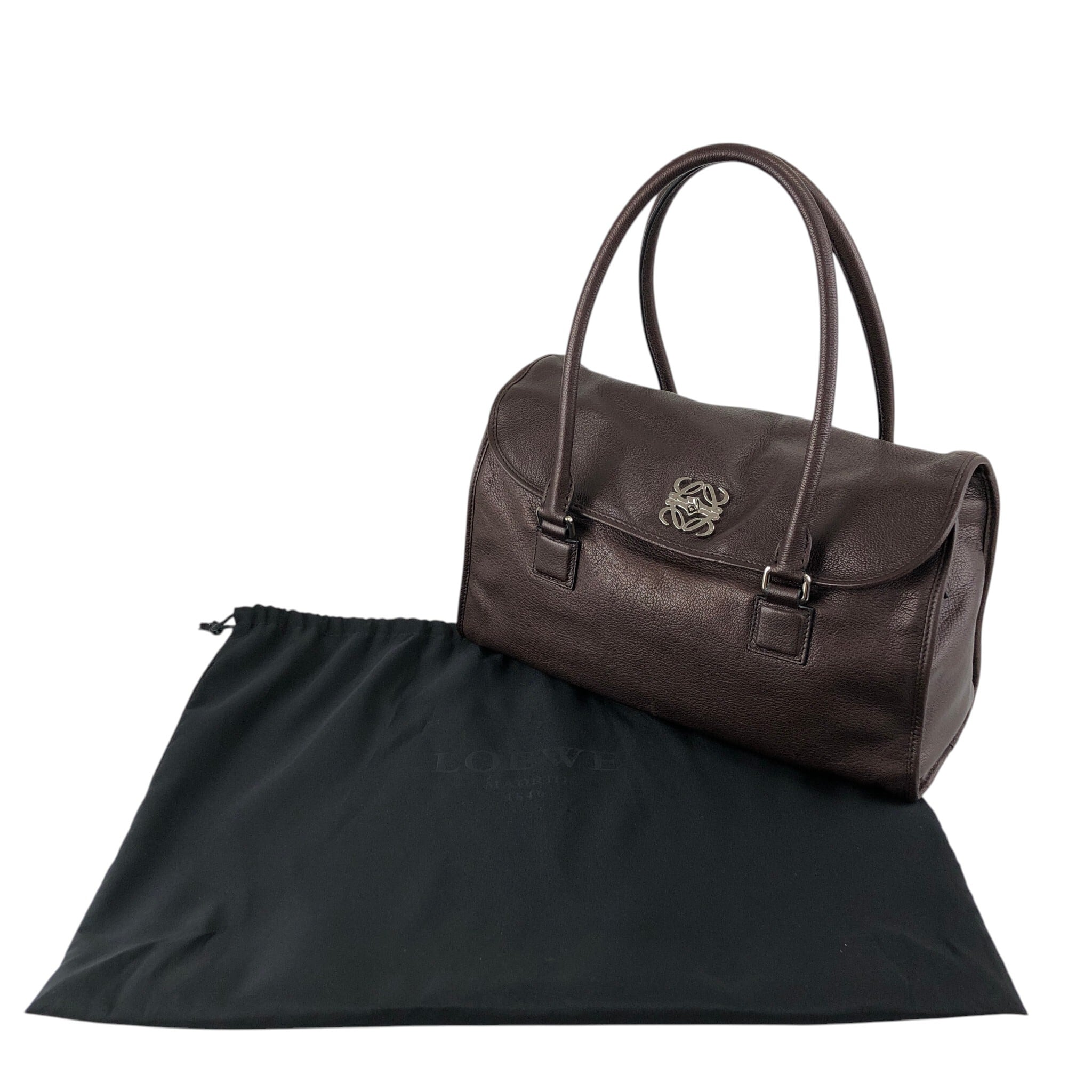 LOEWE ロエベ アラモ ハンドバッグ ブラウン アナグラム レザー