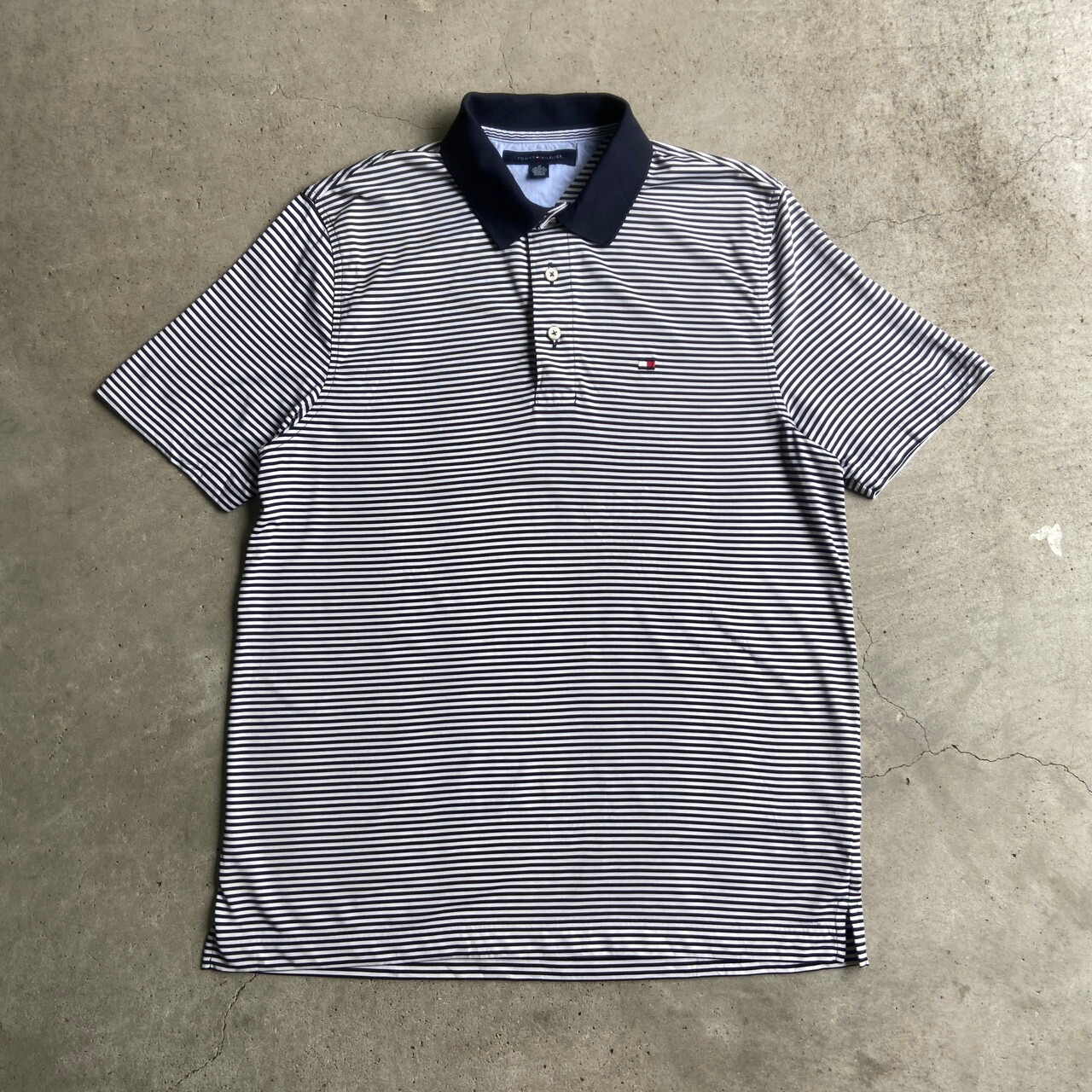 TOMMY HILFIGER トミーヒルフィガー ボーダー ポリエステル ポロシャツ 