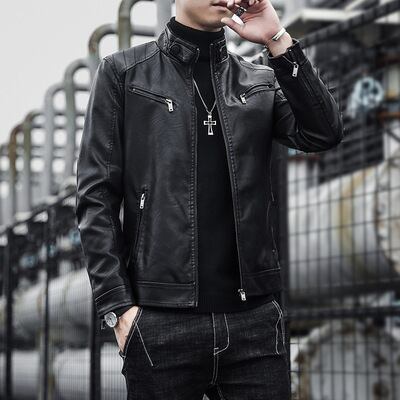 メンズPUレザージャケット スタンドカラー ライダース風 裏起毛・薄手仕様 8色6サイズ
