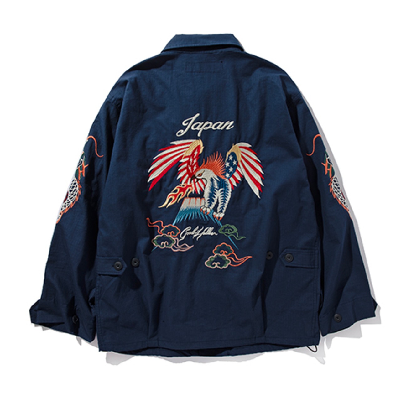 GOOD HELLER / KOR ARMY TYPE SOUVENIR JACKET DRAGON AND US EAGLE EMBROIDERIES /  GH-25AW001 / NAVY - 8