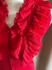 MADE IN FRANCE red frill tops-4998-9