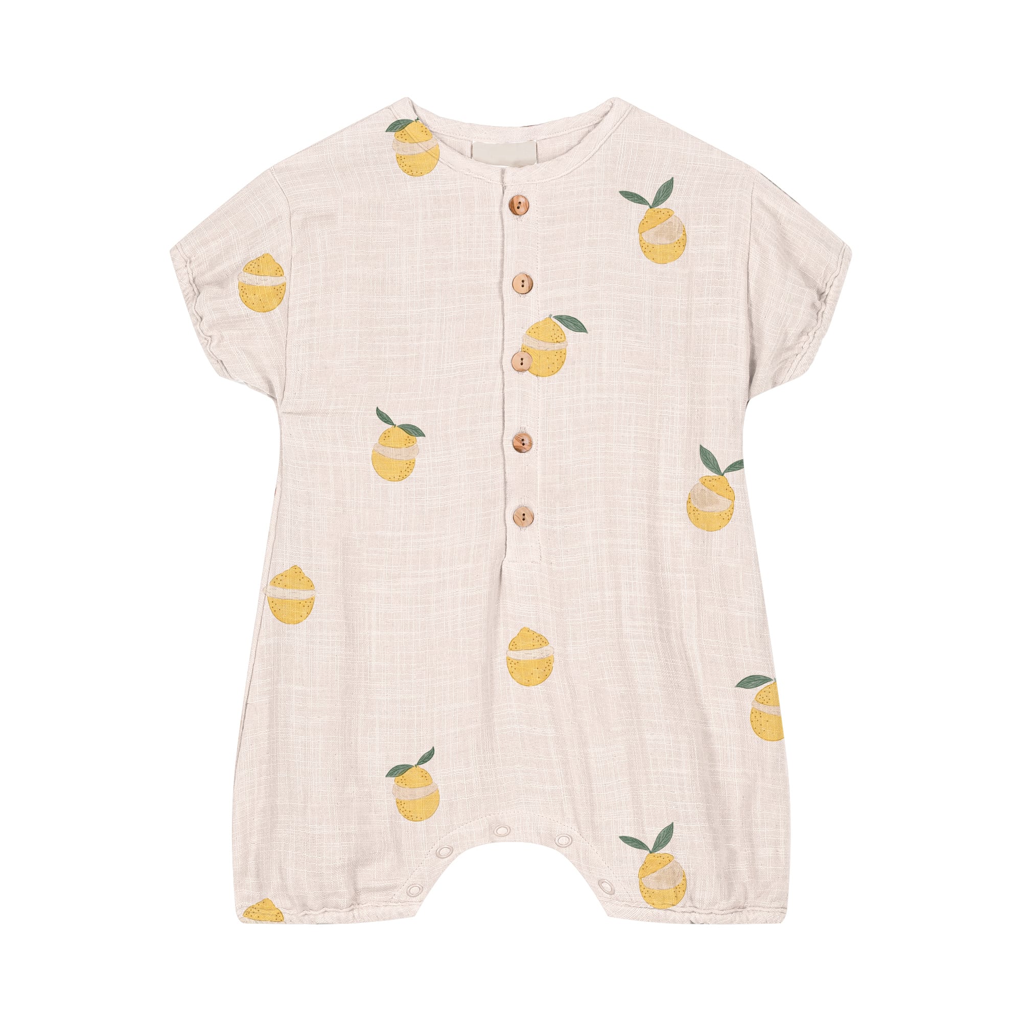 Studio Boheme Paris 26SS/ROMPER BEBECITO《COTTON GAUZE》- OFF WHITE / LEMON (12M-24M)