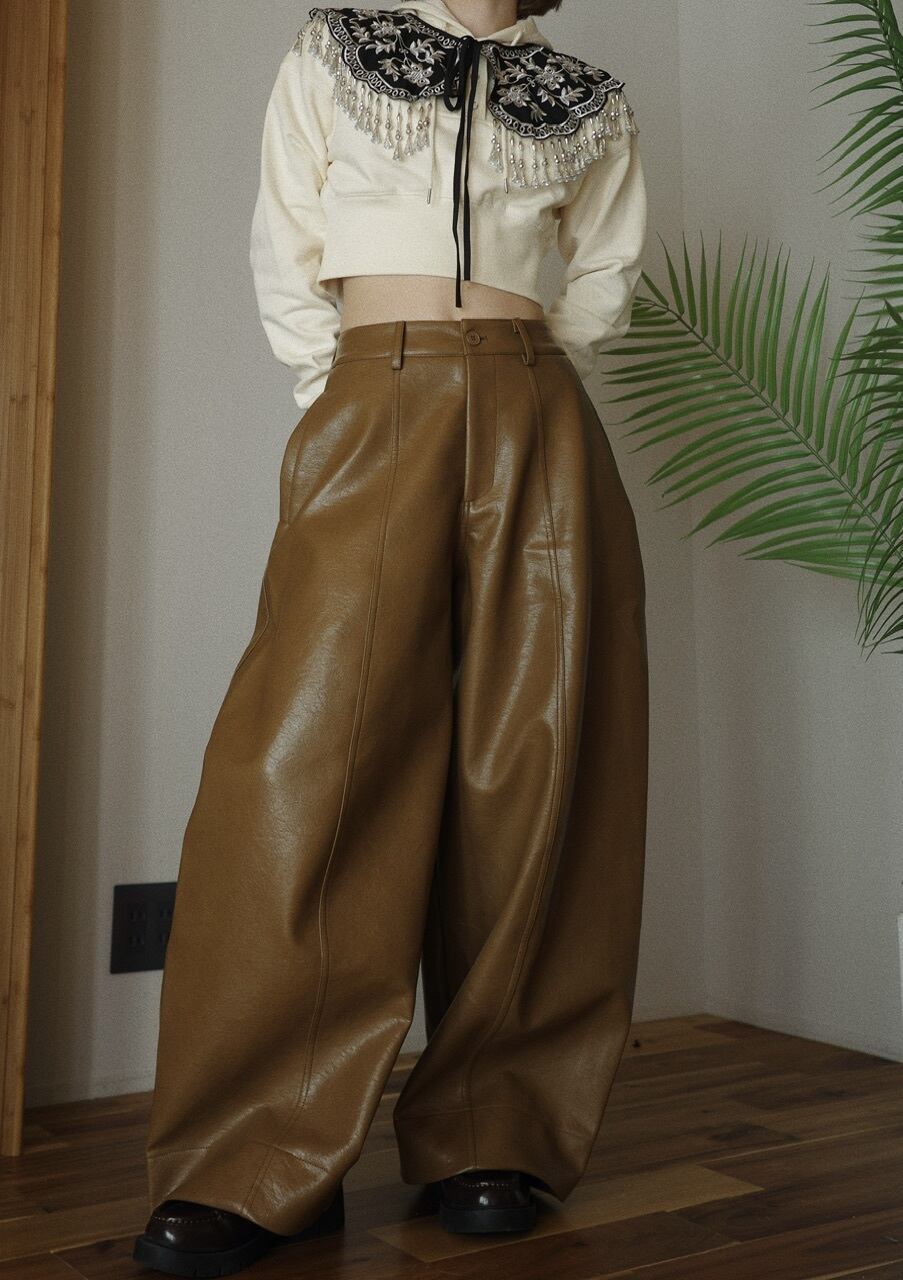 MYNE レザーパンツ ブラウン Mサイズ なぐもふうか MYNE （マイネ