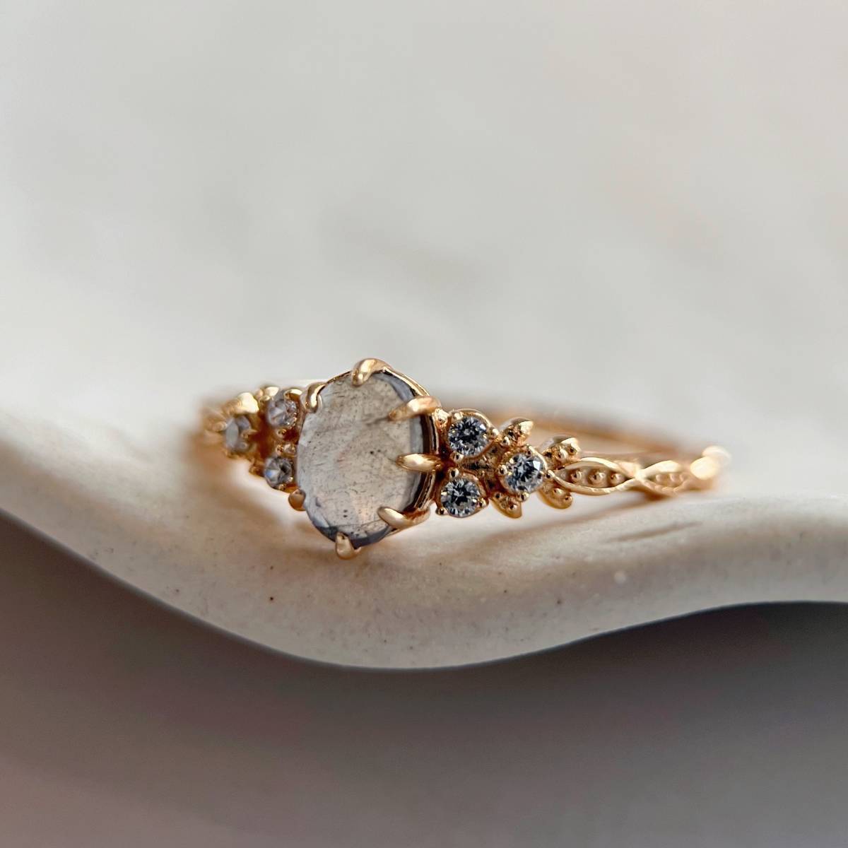 ラブラドライトとアイオライト　オーバルダブレットリング　 silver925