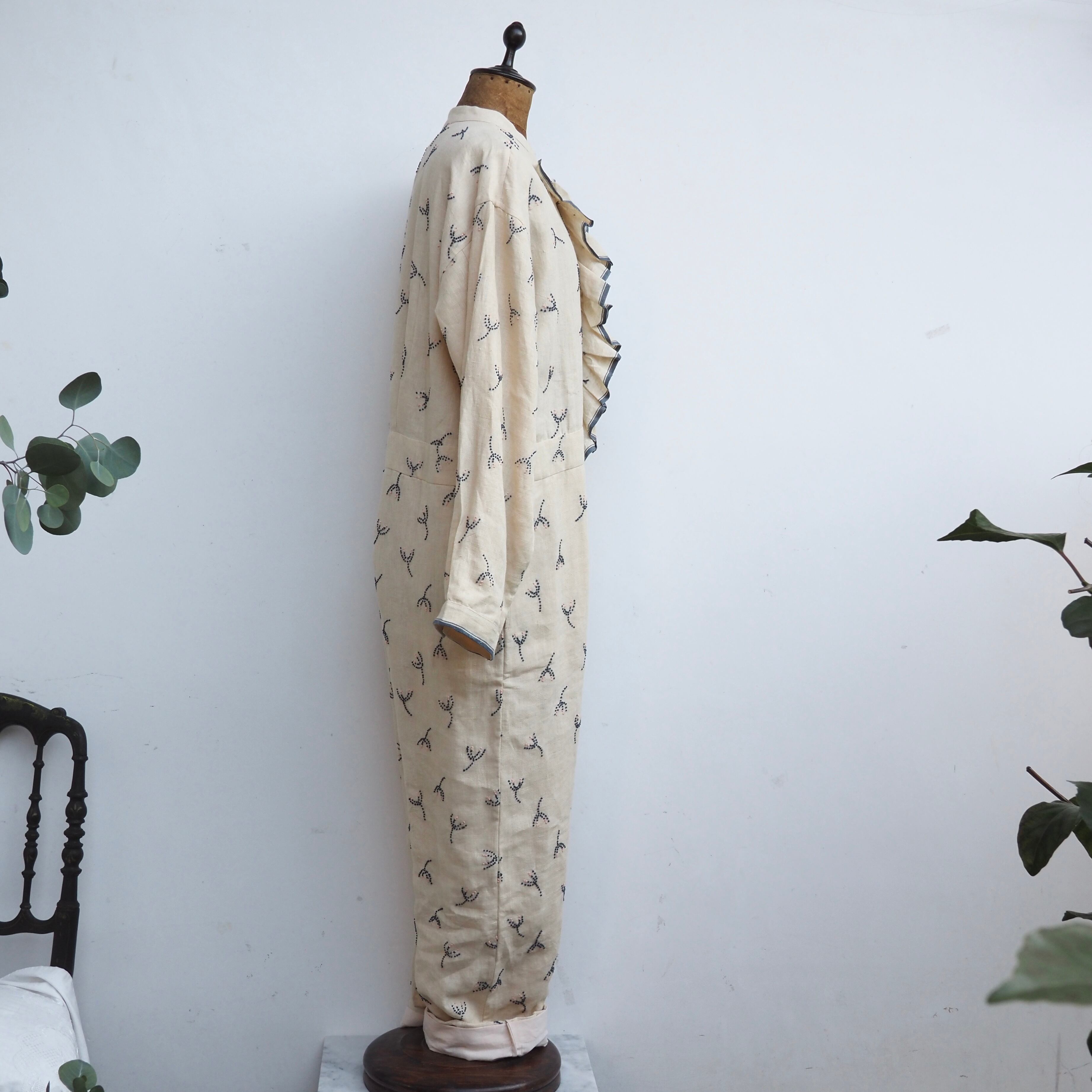 BUNON/Linen Over Jacket /カバーオール (ecru・black)
