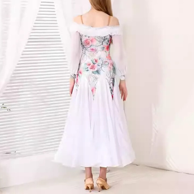 フラワープリント オフショルダー スタンダードドレス ds1497