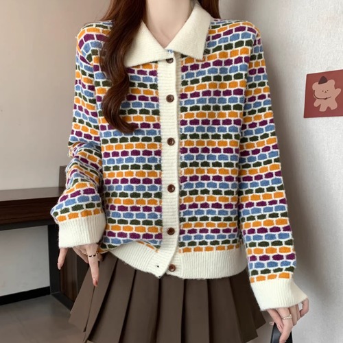 マルチカラーポロニットカーディガン ・73861