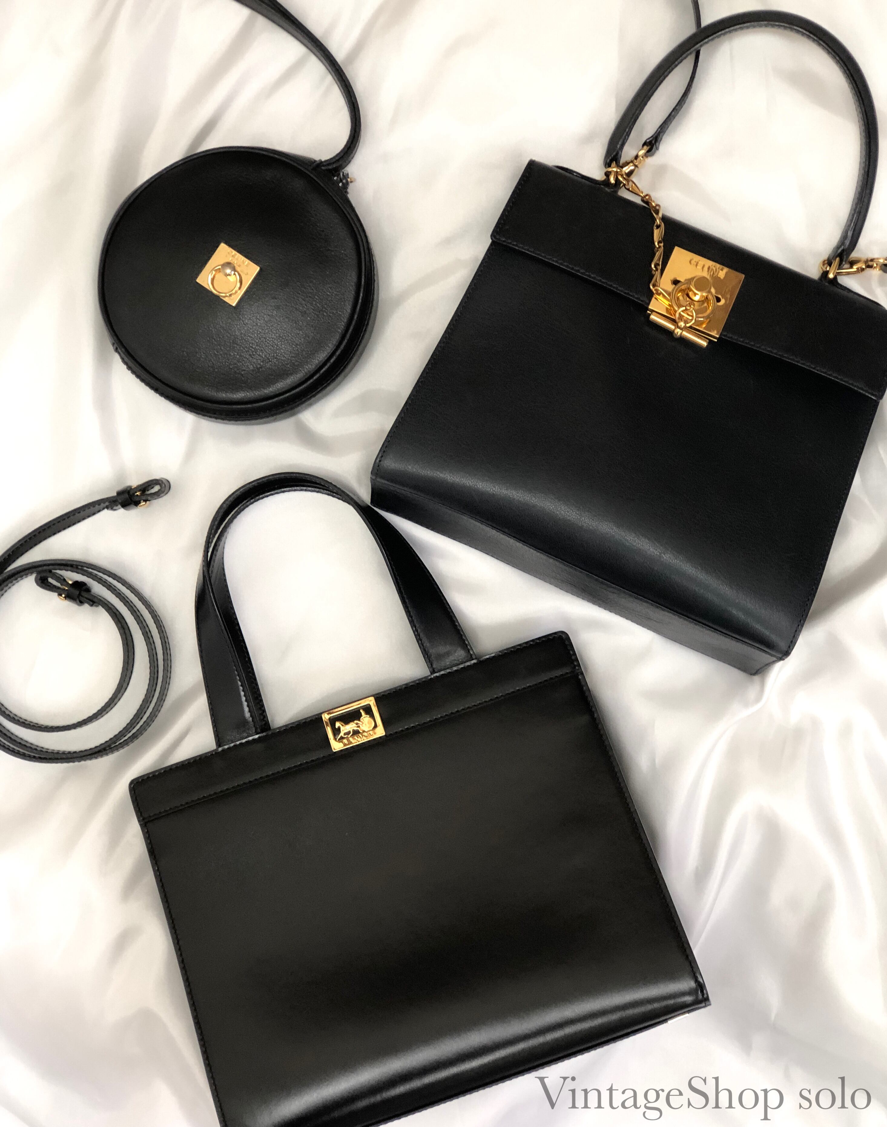 CELINE セリーヌ　馬車　ホースキャリッジ　レザー　スクエア　2WAY　ショルダーバッグ 　ブラック　 vintage　ヴィンテージ　 オールドセリーヌ　yz3dds | VintageShop solo powered by BASE