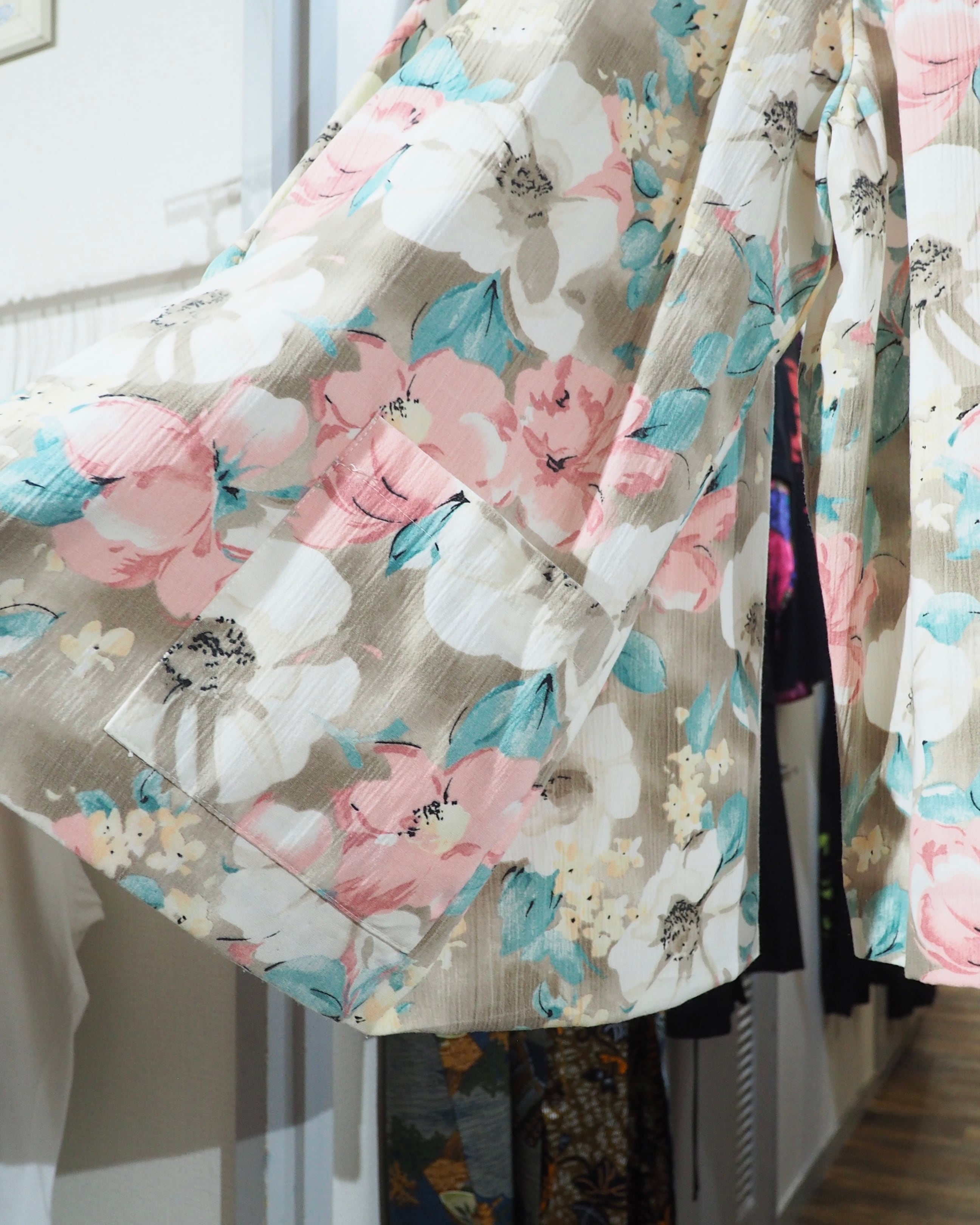 Beautiful Flower pattern vintage loose Easy Tailored Jacket