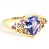 タンザナイト 0.98ct アミュレット リング 脇石0.2ct k18