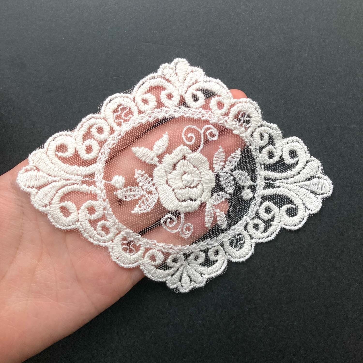 透かしバラ模様ひし形チュールレース | Dua-アクセサリーパーツショップ