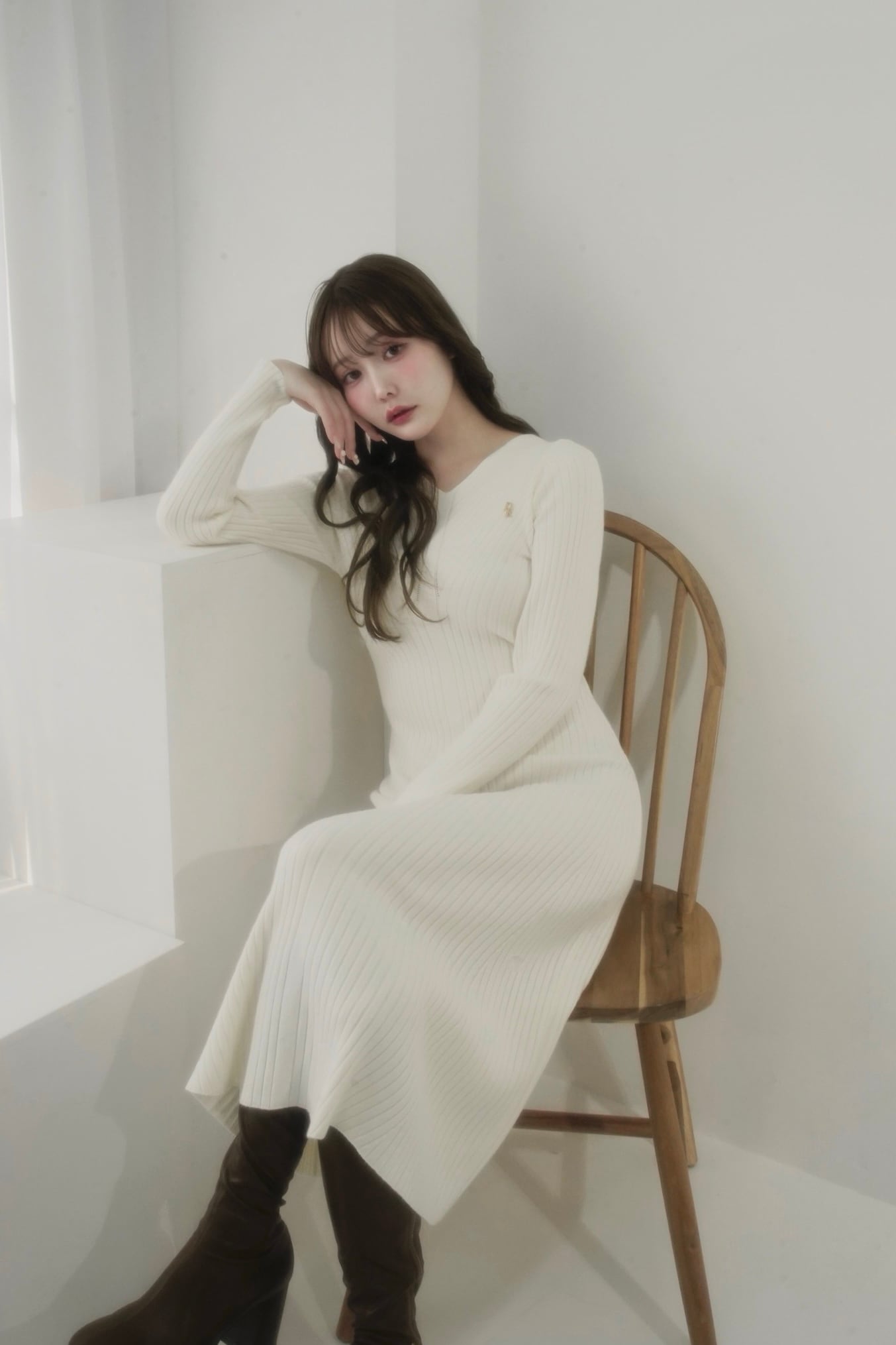 DR rib knit long onepiece