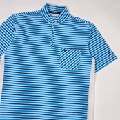 TOURSTAGE ツアーステージ ボーダー ハーフジップ 半袖 ポロシャツ M/ブルー メンズ ゴルフ