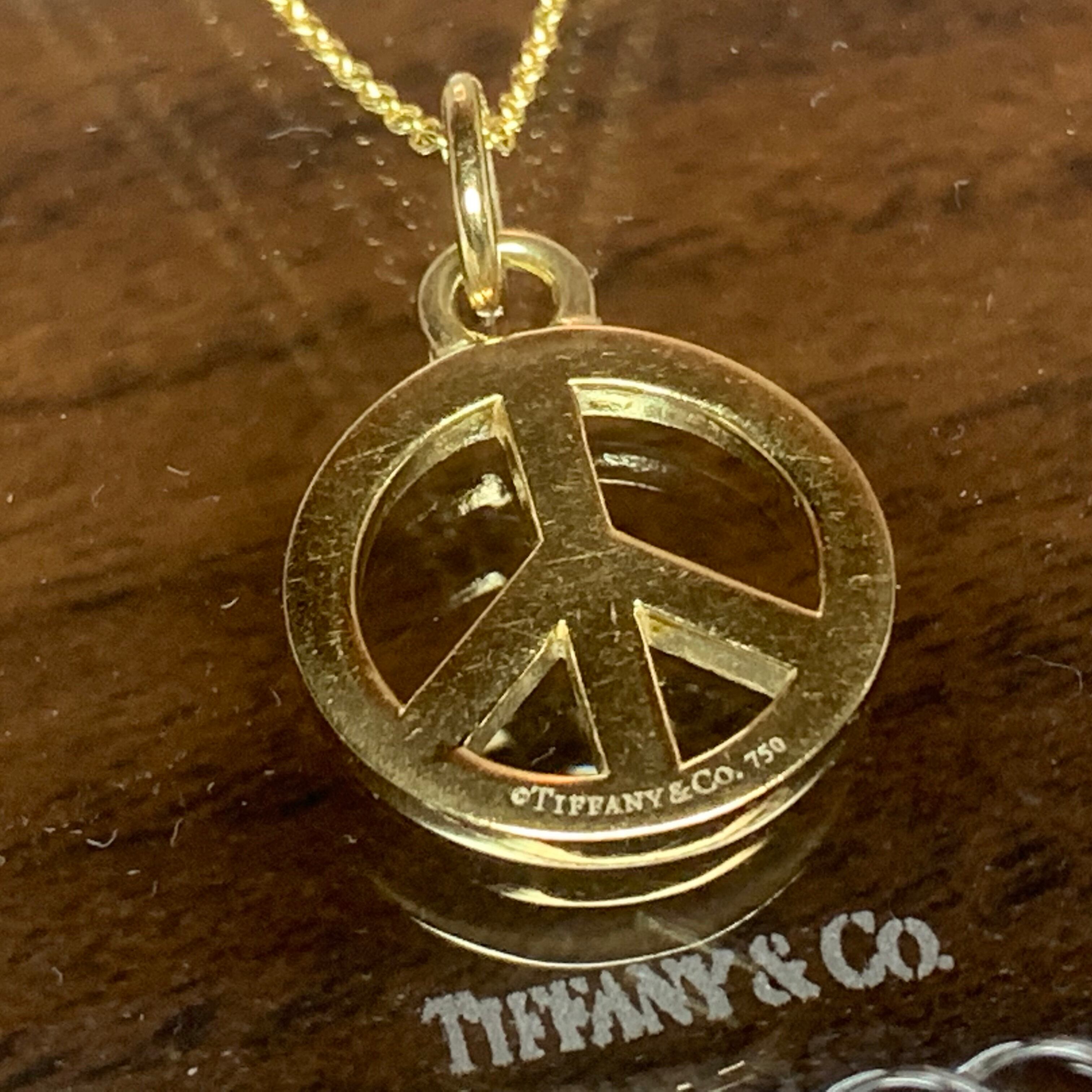 OLD TIFFANY PEACE SIGN 18K GOLD CHARM 