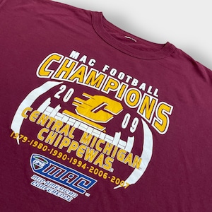 【USA古着】ミシガン大学 フットボール ロゴ プリント Tシャツ Central Michigan Chippewas チッペワズ バーガンディ 半袖 us古着