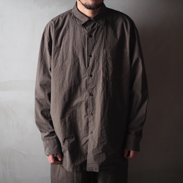 YOKO SAKAMOTO / MAX HIGH COUNT TYPEWRITER REGULAR COLLAR SHIRT OLIVE