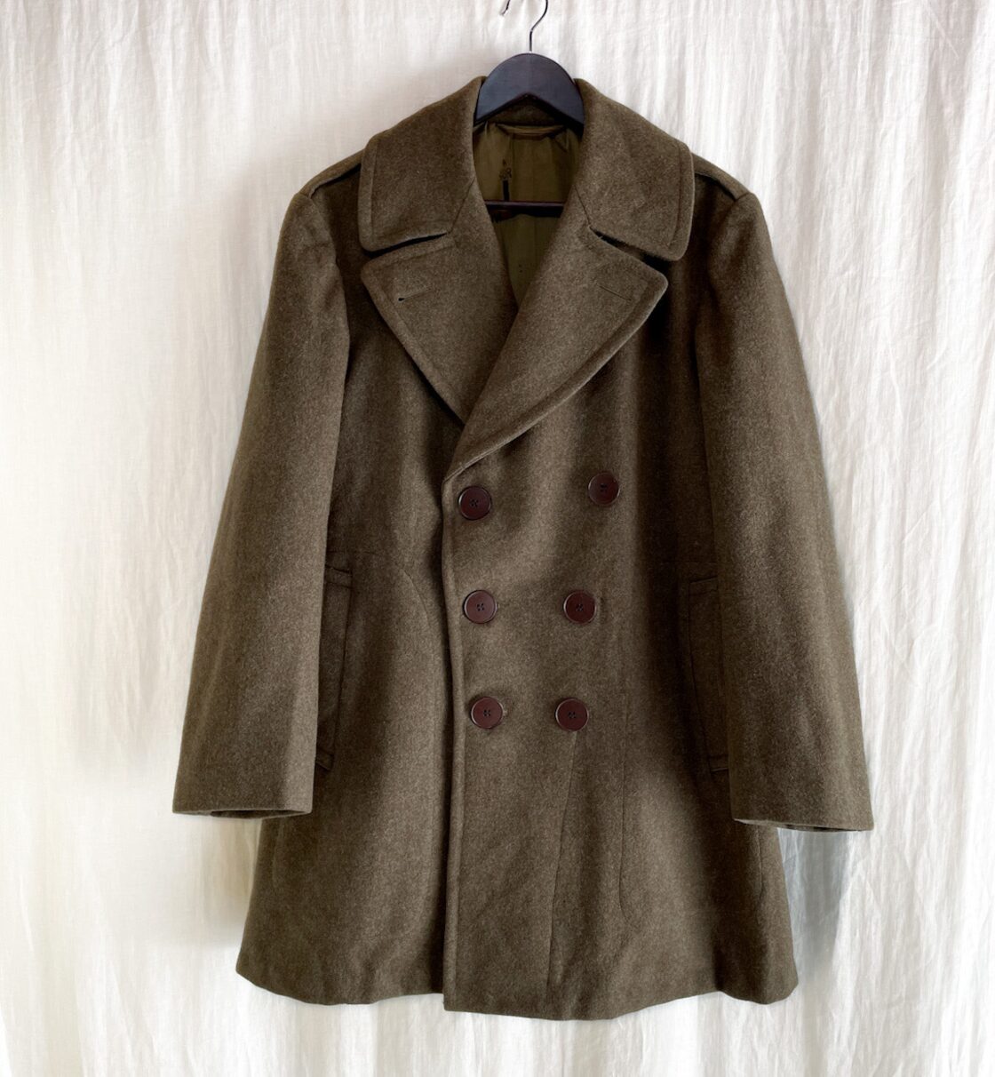 Leilian】フーデッドコート カシミヤ混 ダブルブレスト 金ボタン 